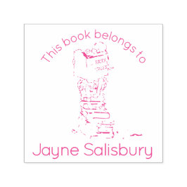 女の子の読書籍名キッズライブラリ切手 セルフインキングスタンプ