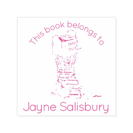 女の子の読書籍名キッズライブラリ切手 セルフインキングスタンプ (デザイン)