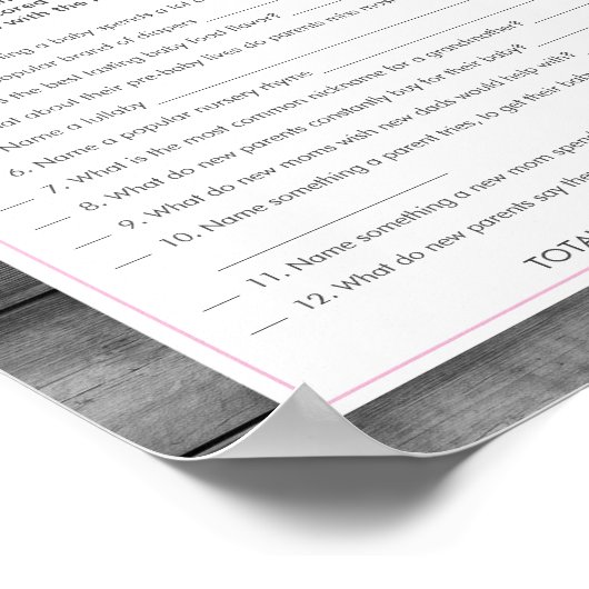 女の子の調査によると赤ちゃんシャワーゲームピンク象 ポスター (角)