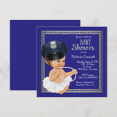 女の子の警察官のベビーシャワー招待状 招待状 (正面/裏面)