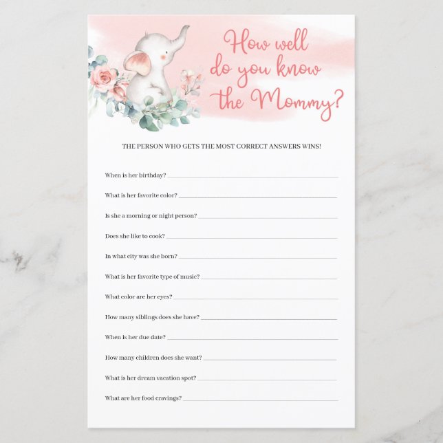 女の子の象どのように良いママのゲームを知っている (正面)