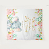 女の子の象のベイビーシャワーの背景 タペストリー (正面(横))