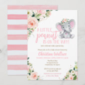 女の子の象のベビーシャワー招待状 招待状 (正面/裏面)