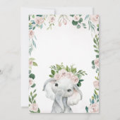 女の子の象のベビーシャワー 招待状 (裏面)