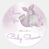 女の子の象の赤ちゃん女の子のシャワー感謝していよ ラウンドシール (正面)