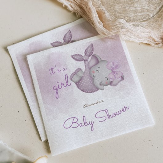 女の子の象の赤ちゃん女の子シャワーだ スタンダードカクテルナプキン
