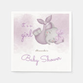 女の子の象の赤ちゃん女の子シャワーだ スタンダードカクテルナプキン (正面)