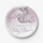 女の子の象の赤ちゃん女の子シャワーだ ペーパープレート (正面)