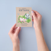 女の子の象の赤ん坊シャワー性別が招待状を明かす チラシ (手)