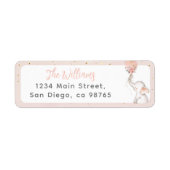 女の子の象シンプルとバルーンベビーシャワー ラベル (正面)