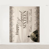 女の子の豪華ブラウンキラキラドリップス スイート16誕生日 タペストリー (正面)