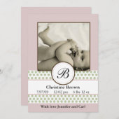 女の子の賢人は誕生の発表に点を打ちます 案内状 (正面/裏面)