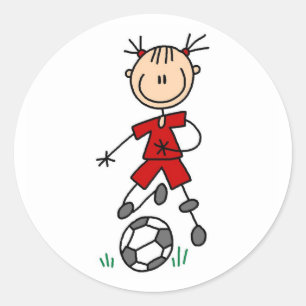 女の子の赤いサッカーのユニフォーム ラウンドシール