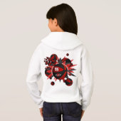 女の子の赤いパーソナライズされた黒いバスケットボール星 (裏面フル)