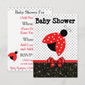 女の子の赤いレディバグ ベビーシャワー招待状 招待状 (正面/裏面)