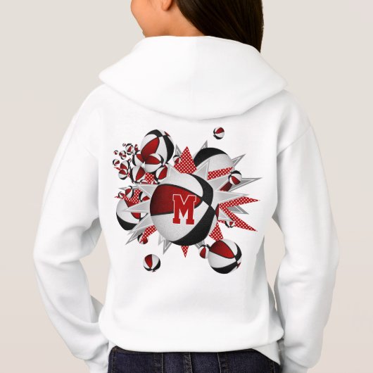 女の子の赤い黒いバスケットのボールが星を出すモノグラムの (裏面)