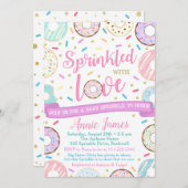 女の子の赤ちゃんおしゃれなお知らせ ドーナツ ベイビーおしゃれ 招待状 (正面/裏面)