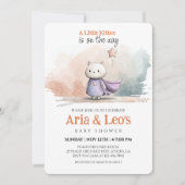女の子の赤ちゃんのための子猫ベビーシャワー招待状 招待状 (正面)