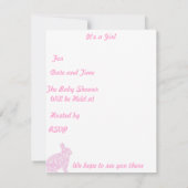 女の子の赤ちゃんのシャワー招待状 ピンクのウサギ 招待状 (裏面)