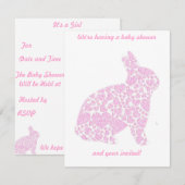 女の子の赤ちゃんのシャワー招待状 ピンクのウサギ 招待状 (正面/裏面)