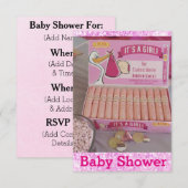 女の子の赤ちゃんのシャワー招待状 招待状 (正面/裏面)