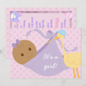 女の子の赤ちゃんのシャワー招待状 招待状 (正面/裏面)