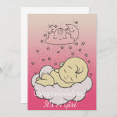 女の子の赤ちゃんの歓迎会のカード 招待状 (正面/裏面)