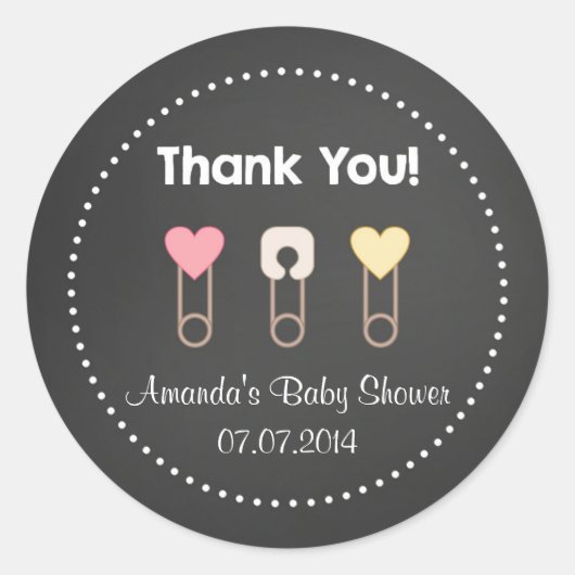 女の子の赤ちゃんシャワーありがとうシール ラウンドシール (正面)