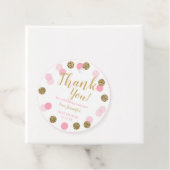 女の子の赤ちゃんシャワーありがとうメッセージカードピンク金ゴールド フェイバータグ (インサイチュ)