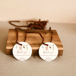 女の子の赤ちゃんシャワーありがとうラベル、赤面ピンクベビー フェイバータグ