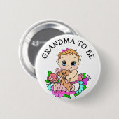 女の子の赤ちゃんシャワーおばあちゃん 缶バッジ (正面&裏面)
