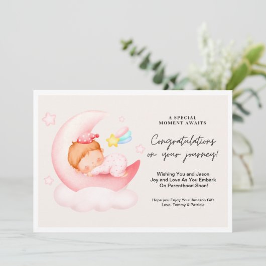 女の子の赤ちゃんシャワーおめでとうギフトカード カード (スタンド正面)