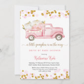 女の子の赤ちゃんシャワーで小さなカボチャのドライブ 招待状 (正面)