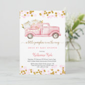 女の子の赤ちゃんシャワーで小さなカボチャのドライブ 招待状 (スタンド正面)