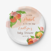 女の子の赤ちゃんシャワーに小さな桃が彼女の道にある ペーパープレート (正面)