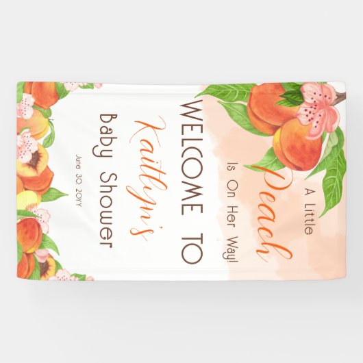 女の子の赤ちゃんシャワーに小さな桃が彼女の道にある 横断幕 (横)