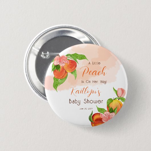 女の子の赤ちゃんシャワーに小さな桃が彼女の道にある 缶バッジ (正面&裏面)