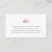 女の子の赤ちゃんシャワーのためのハリネズミのブックリクエストカード エンクロージャーカード (正面)