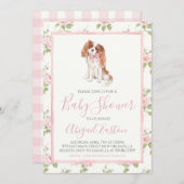 女の子の赤ちゃんシャワーのカヴァリージャパピードッグ 招待状 (正面/裏面)