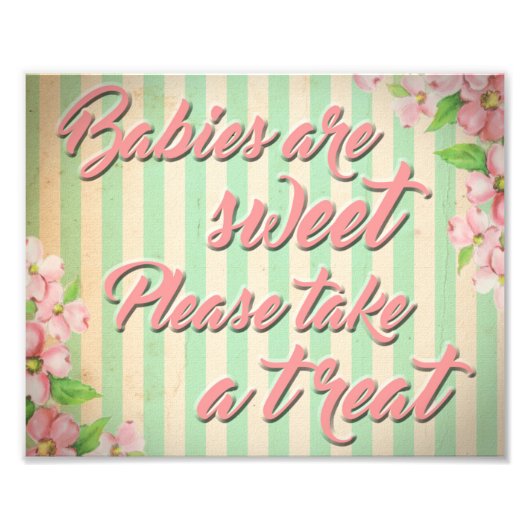 女の子の赤ちゃんシャワーのサインのためのデザートテーブル。 フォトプリント            (正面)