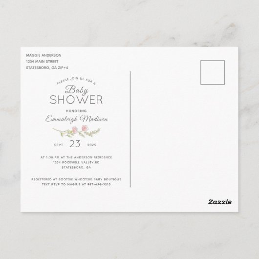 女の子の赤ちゃんシャワーのテディベア葉書だ ポストカード (裏面)