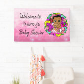 女の子の赤ちゃんシャワーのバナー、エスニックベビーガールピンク 横断幕 (インサイチュ)