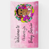 女の子の赤ちゃんシャワーのバナー、エスニックベビーガールピンク 横断幕 (縦)