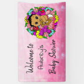 女の子の赤ちゃんシャワーのバナー、エスニックベビーガールピンク 横断幕 (縦)