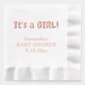 女の子の赤ちゃんシャワーの名前 箔ナプキン (正面)