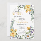 女の子の赤ちゃんシャワーの途中にある小さな野花 招待状 (正面)