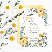 女の子の赤ちゃんシャワーの途中にある小さな野花 招待状