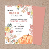女の子の赤ちゃんシャワーの途中に小さなかぼちゃがある 招待状