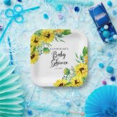 女の子の赤ちゃんシャワーぼほひまわり ユーカリ・パップ| ペーパープレート (パーティー)