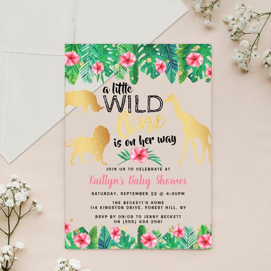 女の子の赤ちゃんシャワーを彼女の道にある小さな野生の人 アクリル招待状